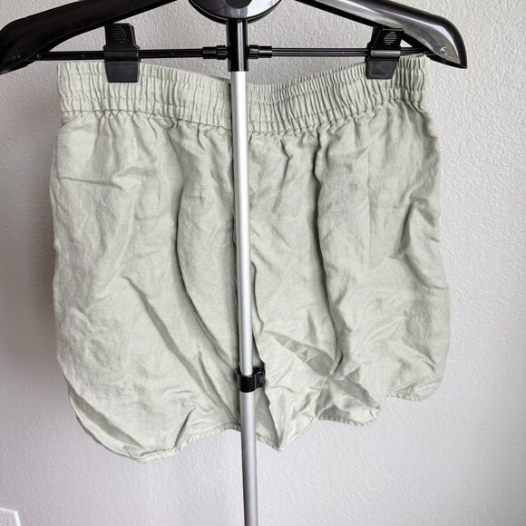 Madewell Curved Hem Linen Lyocell Blend Mini Skirt Sage Green Coastal Cool M - Picture 3 of 5